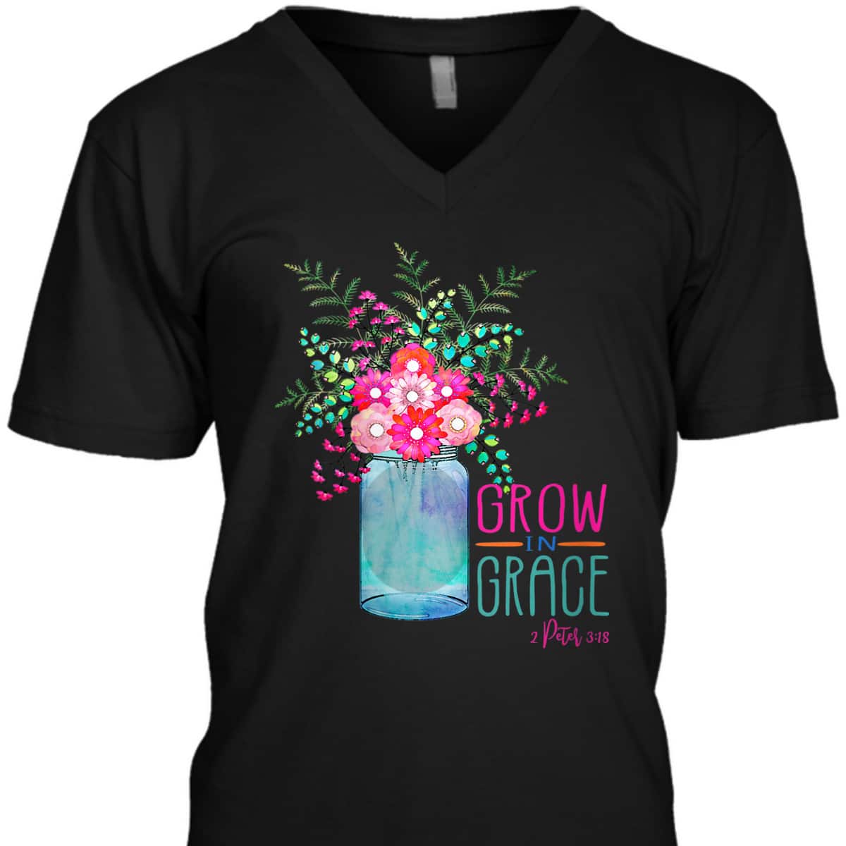 Flower Garden Grow In Grace 2 Peter 3:18 Christian Bible Verse T-Shirt Flower Garden Grow In Grace 2 Peter 3:18 Christian Bible Verse T-Shirt