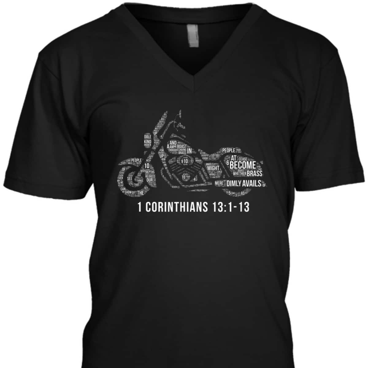 Bible Verse T-Shirt 1 Corinthians 13 Christian Biker Motorcycle Religious Gift