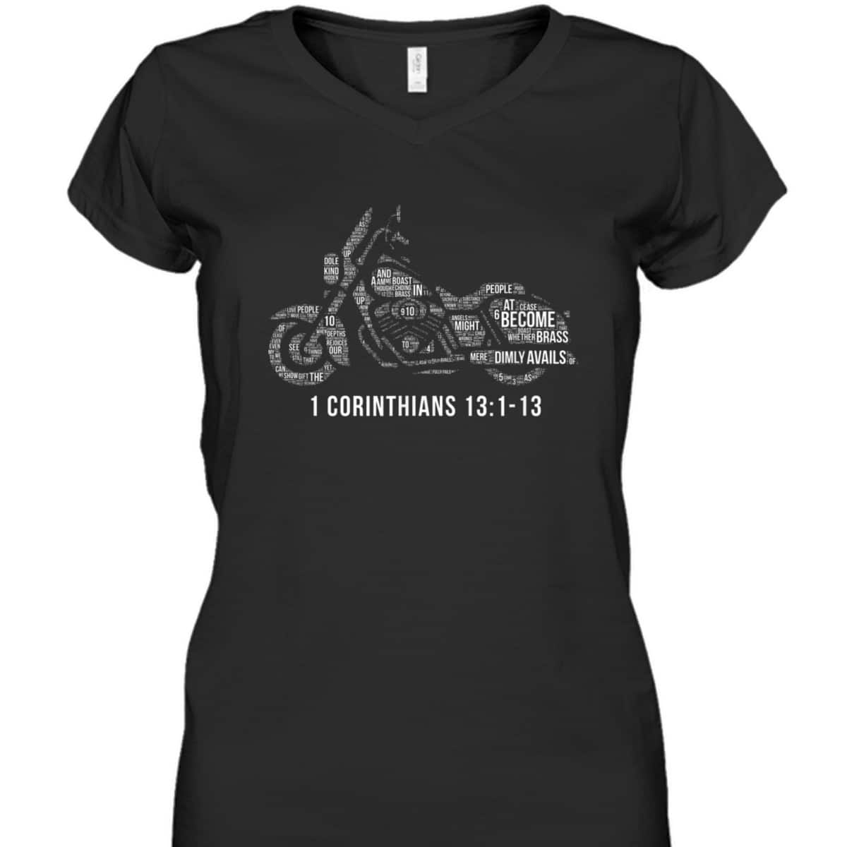 Bible Verse T-Shirt 1 Corinthians 13 Christian Biker Motorcycle Religious Gift
