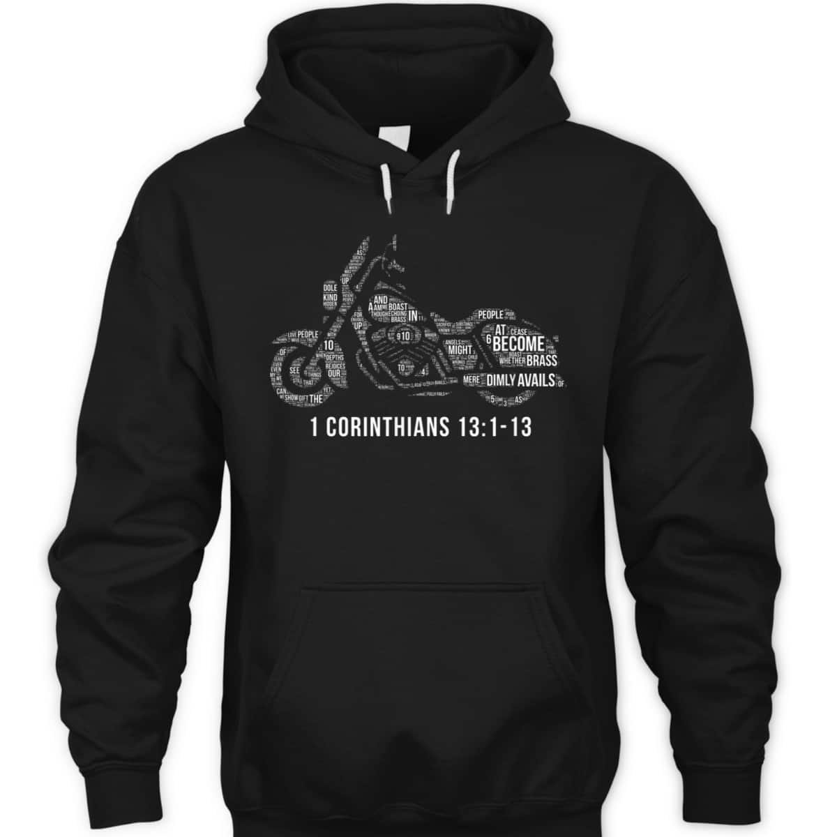 Bible Verse T-Shirt 1 Corinthians 13 Christian Biker Motorcycle Religious Gift