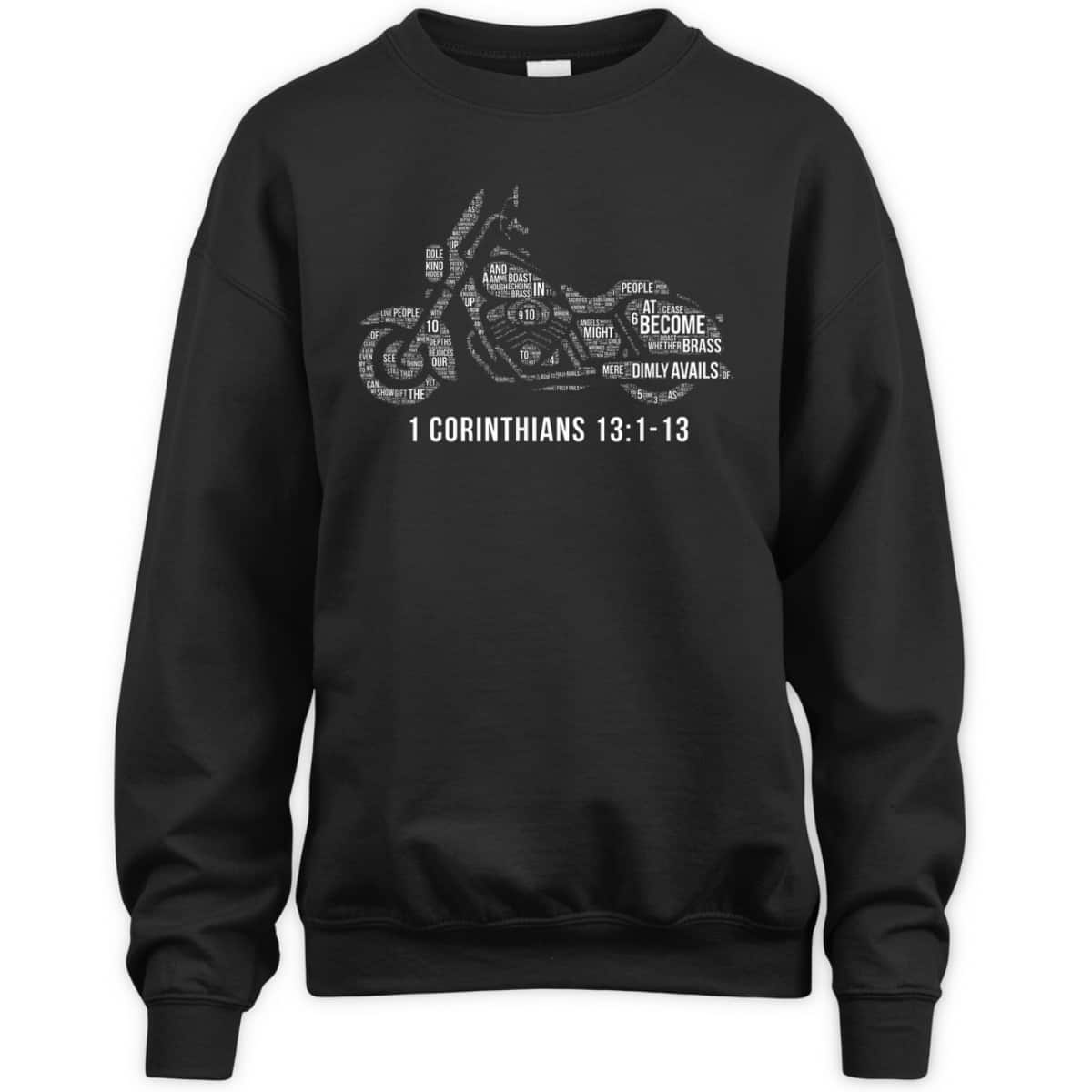 Bible Verse T-Shirt 1 Corinthians 13 Christian Biker Motorcycle Religious Gift