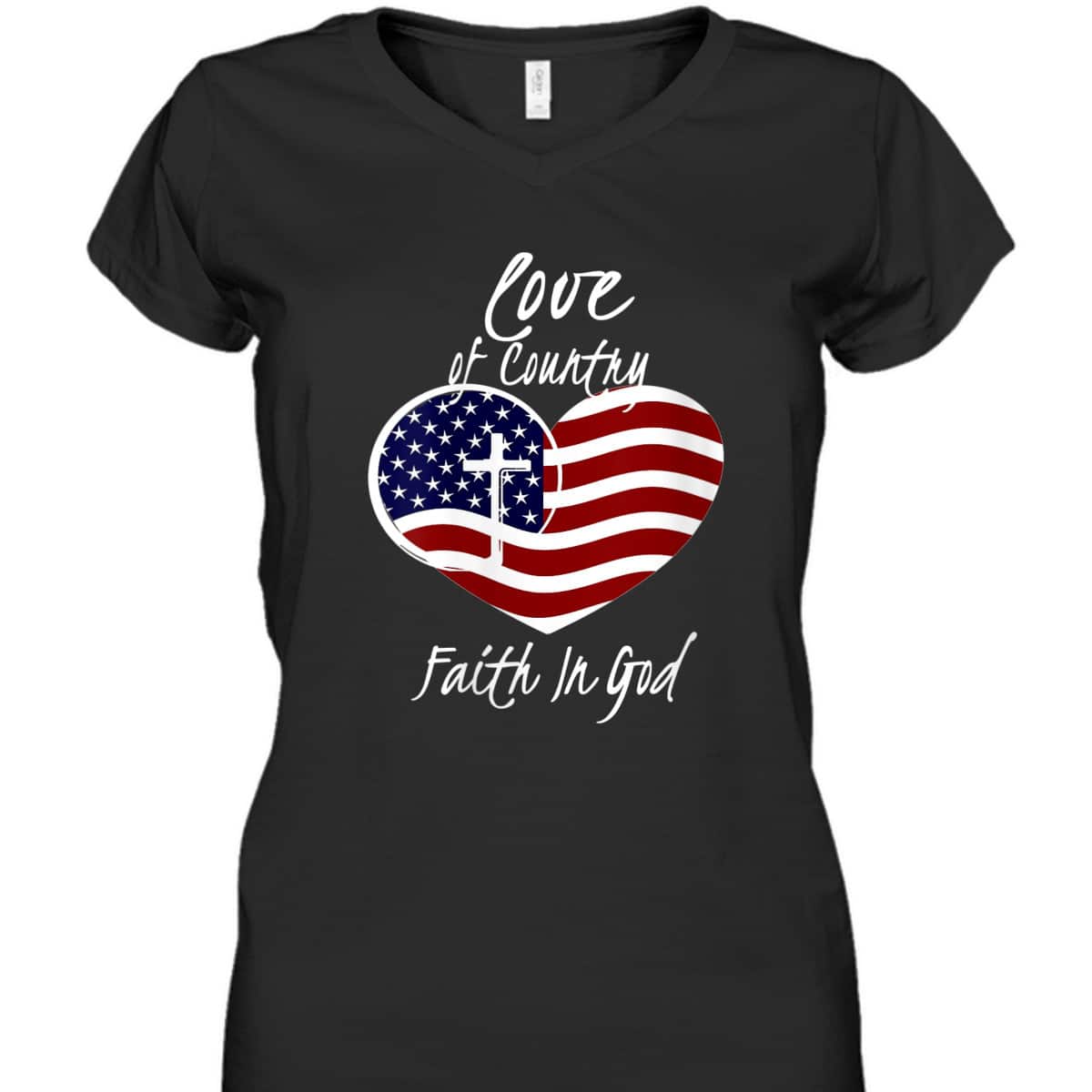 Patriotic Christian 4th Of July Love Of Country Faith In God T-Shirt Heart Cross American Flag Patriotic Christian 4th Of July Love Of Country Faith In God T-Shirt Heart Cross American Flag