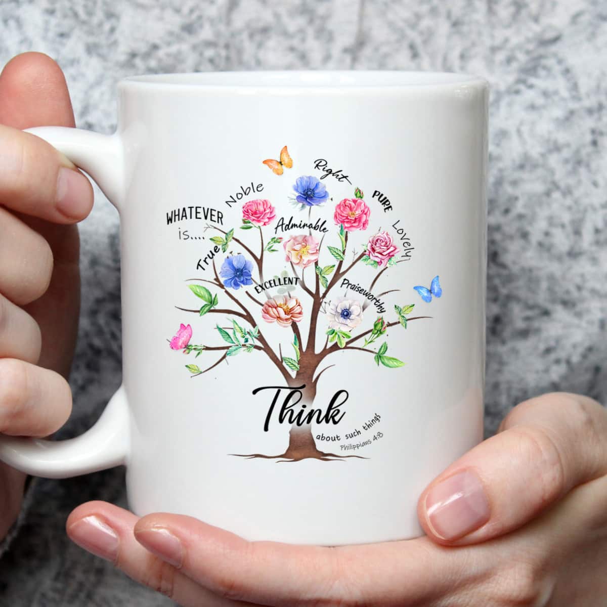 Jesus Flower Butterfly Think About Such Things Philippians 48 Bible Verse Religious T-Shirt Jesus Flower Butterfly Think About Such Things Philippians 48 Bible Verse Religious T-Shirt