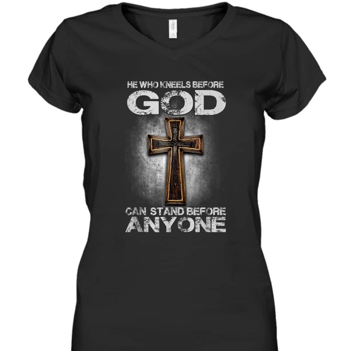 Cross He Who Kneels Before God Can Stand Before Anyone T-Shirt Cross He Who Kneels Before God Can Stand Before Anyone T-Shirt