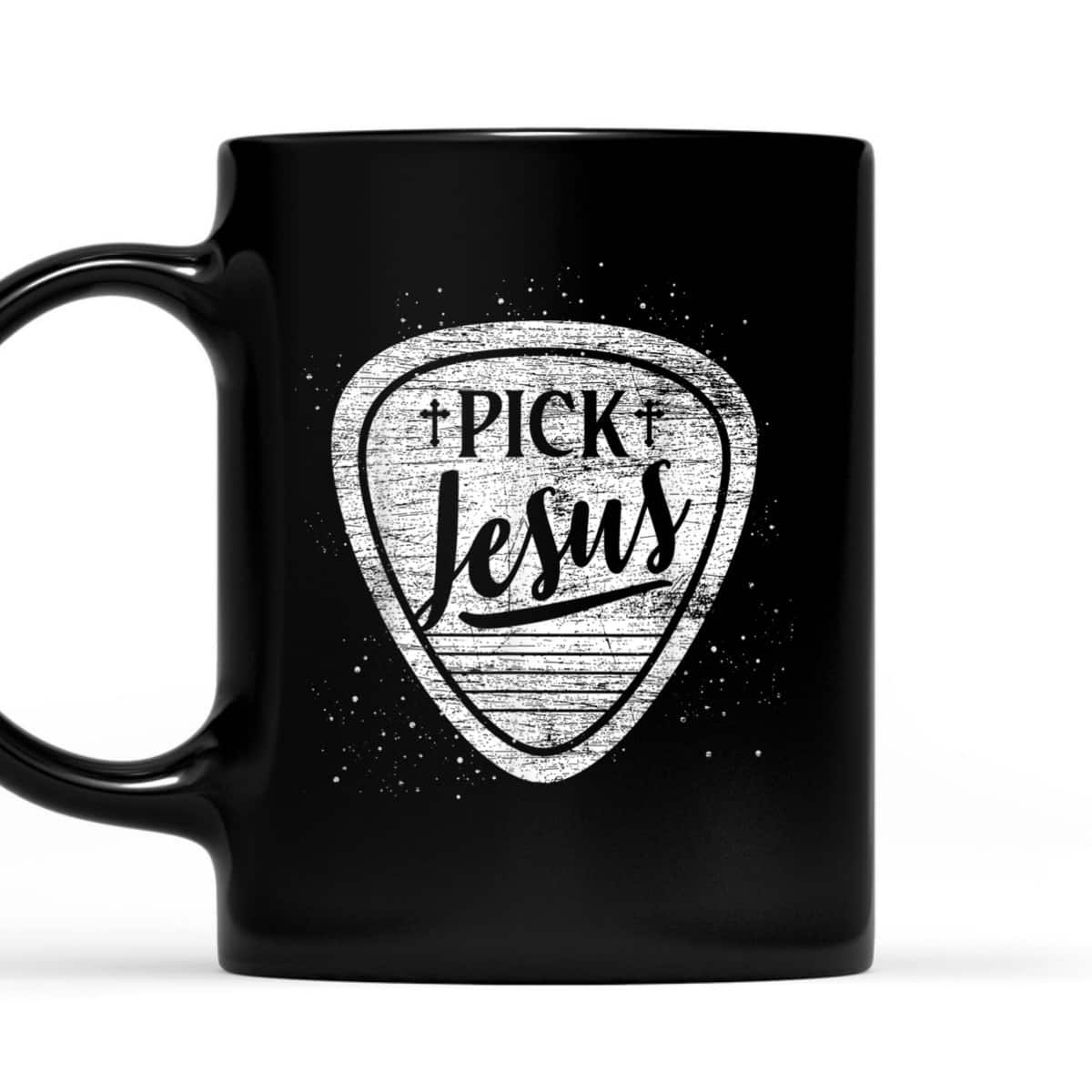 Pick Jesus T-Shirt Perfect Guitarist Christian Gift 