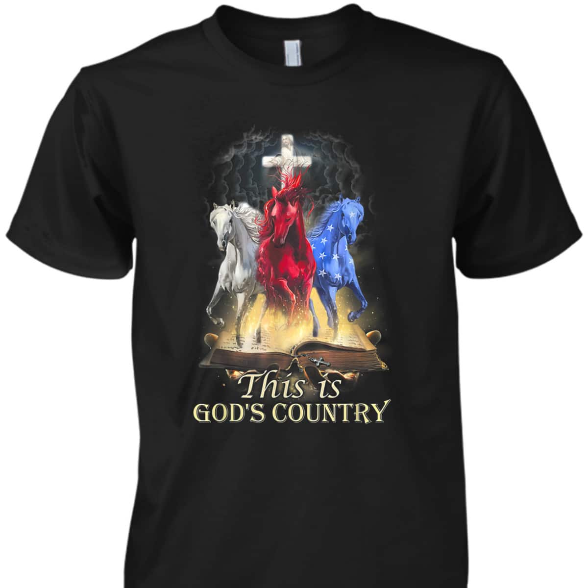 This Is God‘s Country T-Shirt Cool Horses Running In Halo Of Bible This Is God‘s Country T-Shirt Cool Horses Running In Halo Of Bible