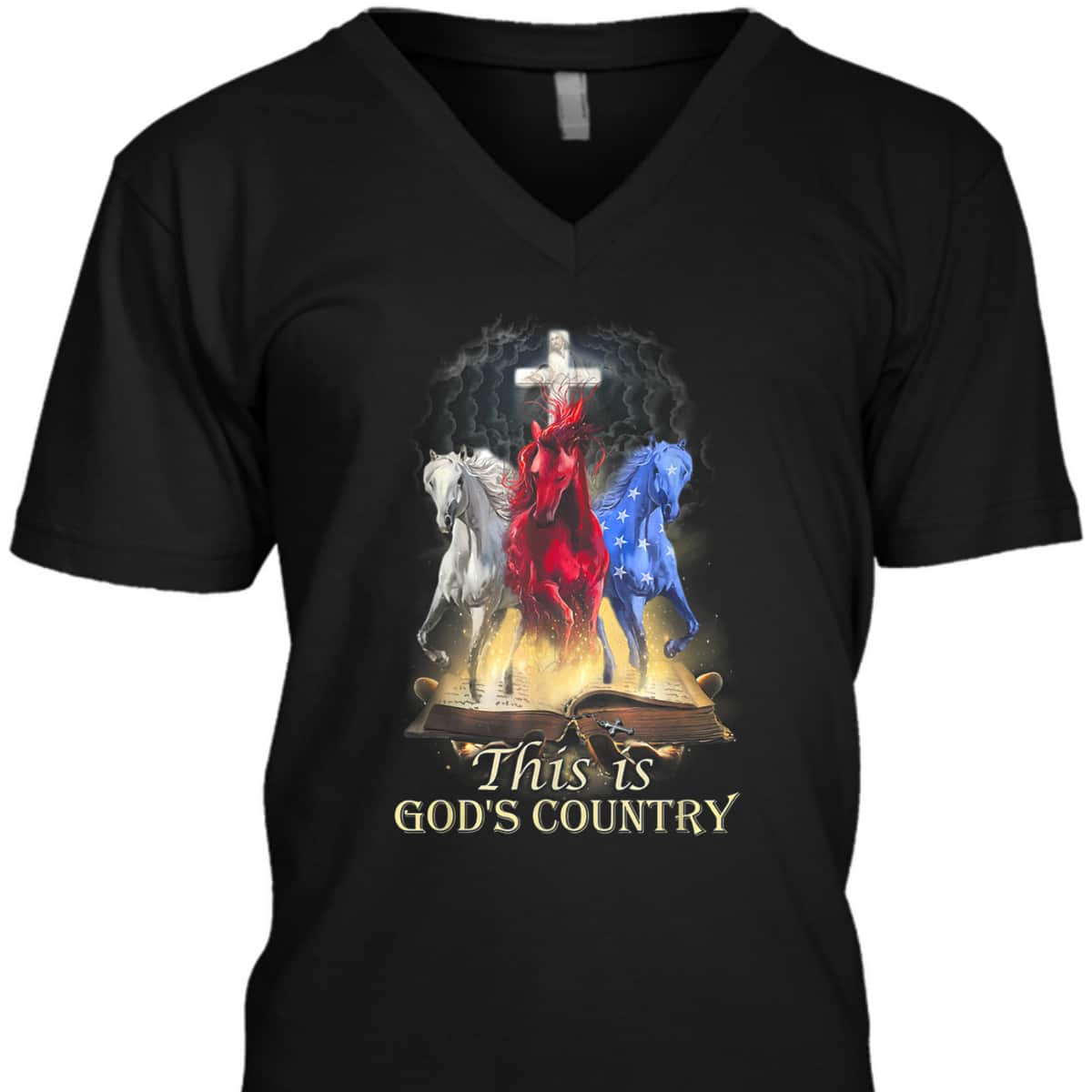 This Is God‘s Country T-Shirt Cool Horses Running In Halo Of Bible This Is God‘s Country T-Shirt Cool Horses Running In Halo Of Bible