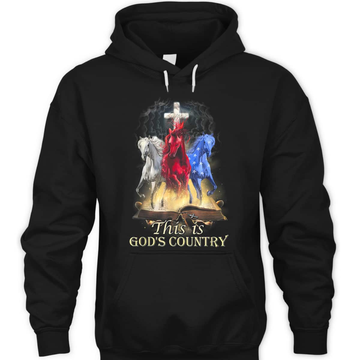 This Is God&lsquo;s Country T-Shirt Cool Horses Running In Halo Of Bible