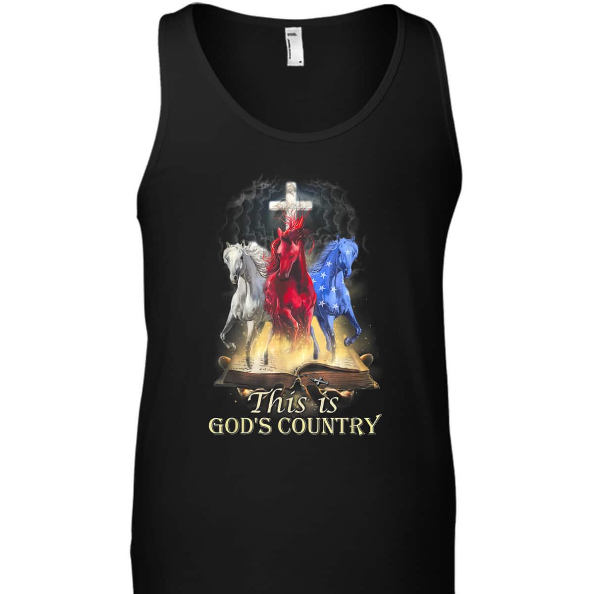 This Is God&lsquo;s Country T-Shirt Cool Horses Running In Halo Of Bible