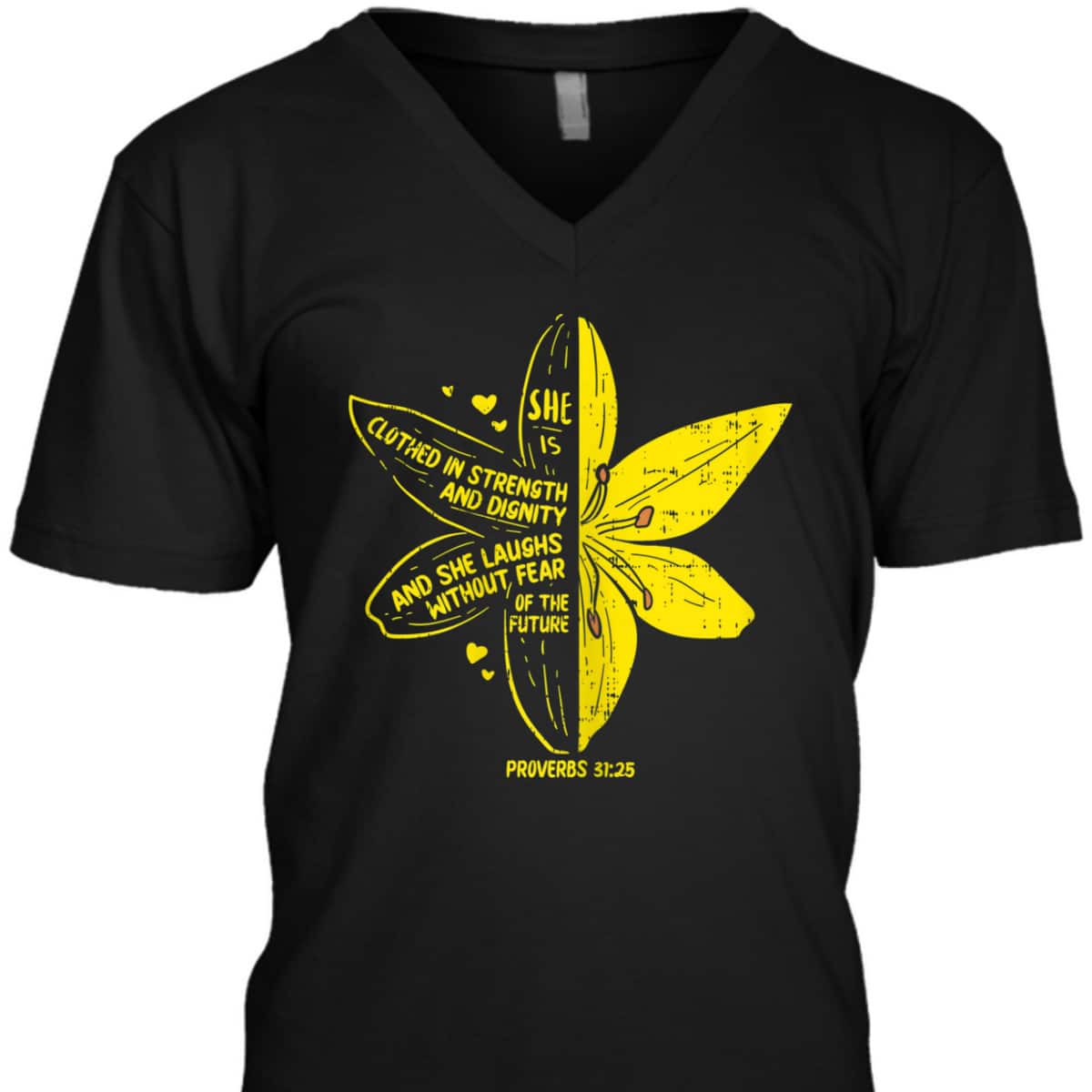 She's Clothed In Strength And Dignity T-Shirt Proverbs 31:25 Bible Verse Christian Gift