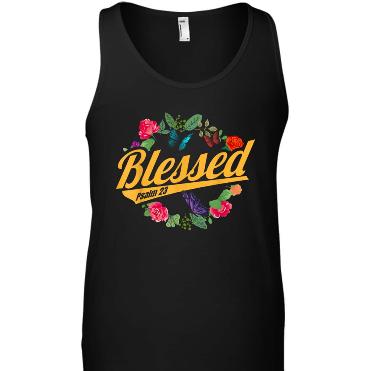 Blessed Psalm 23 With Flower And Butterfly T-Shirt Christian Bible Verse Gift