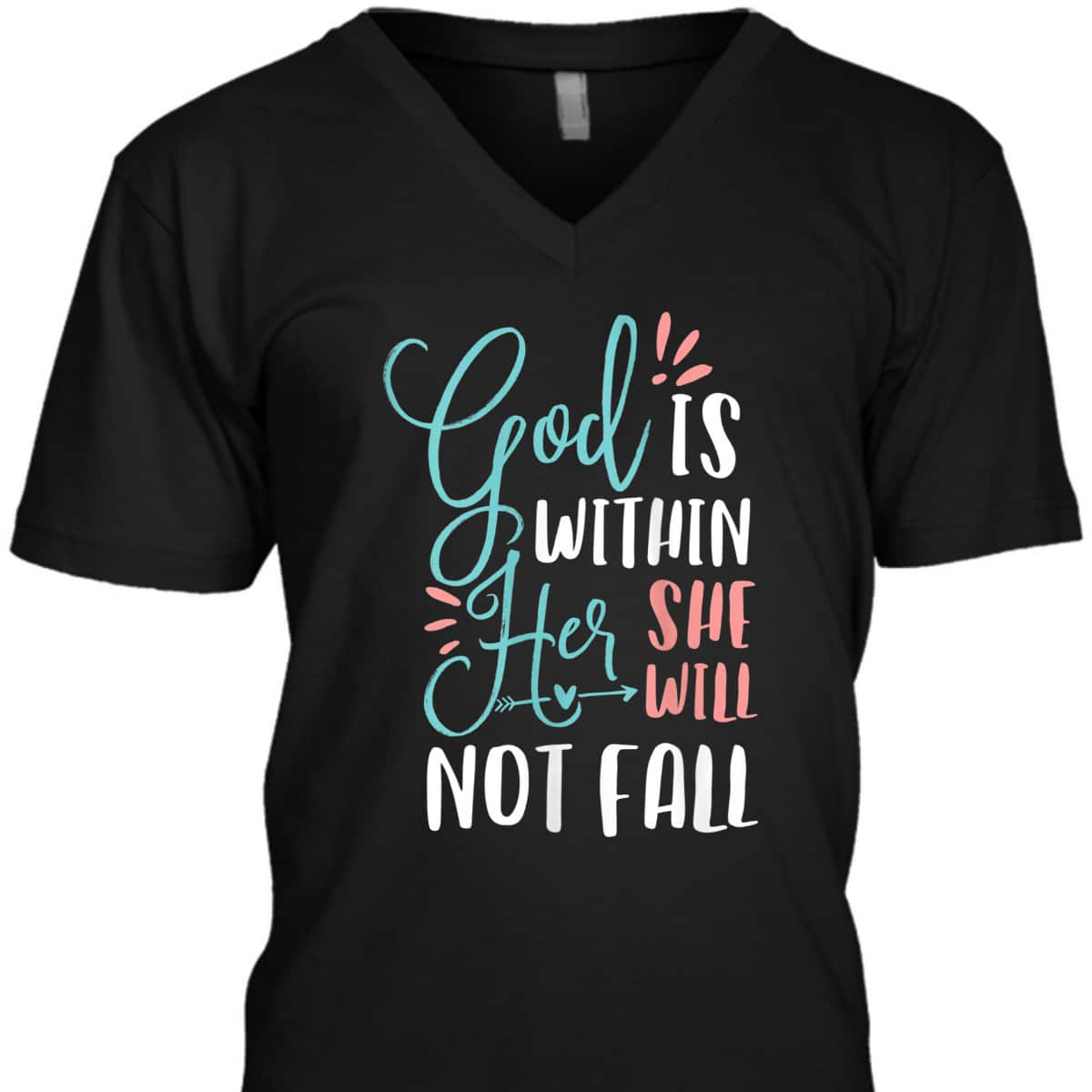 God Is Within Her She Will Not Fall T-Shirt Psalms 46:5 Christian Bible Verse Gift
