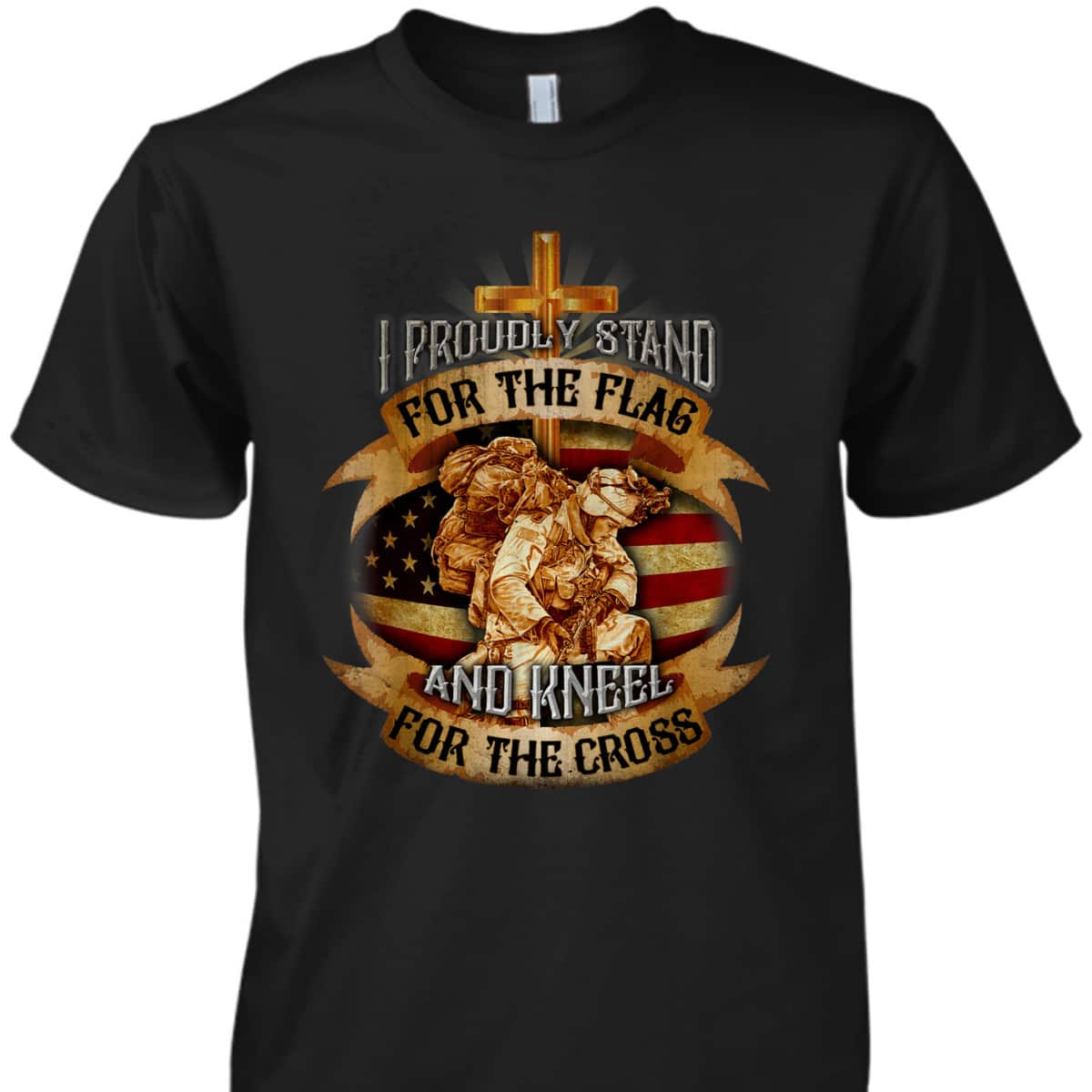 Stand For The Flag Kneel For The Cross US American Patriotic T-Shirt Memorial Day Gift Stand For The Flag Kneel For The Cross US American Patriotic T-Shirt Memorial Day Gift