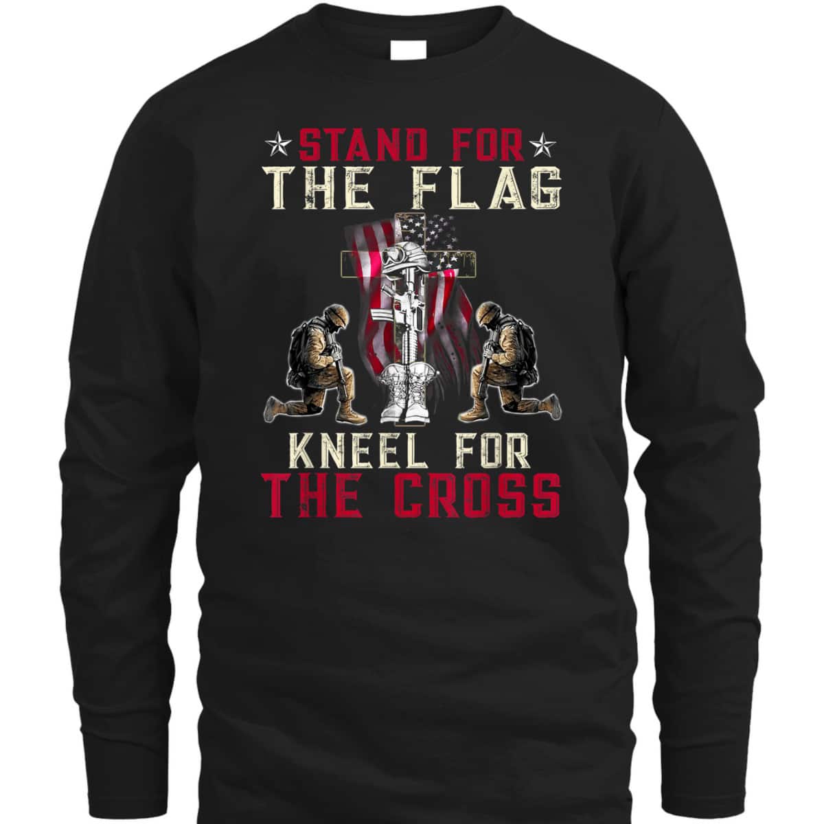 Patriotic Christian T-Shirt Stand For The Flag Kneel For The Cross Memorial Day Veteran's Day Gift Patriotic Christian T-Shirt Stand For The Flag Kneel For The Cross Memorial Day Veteran's Day Gift
