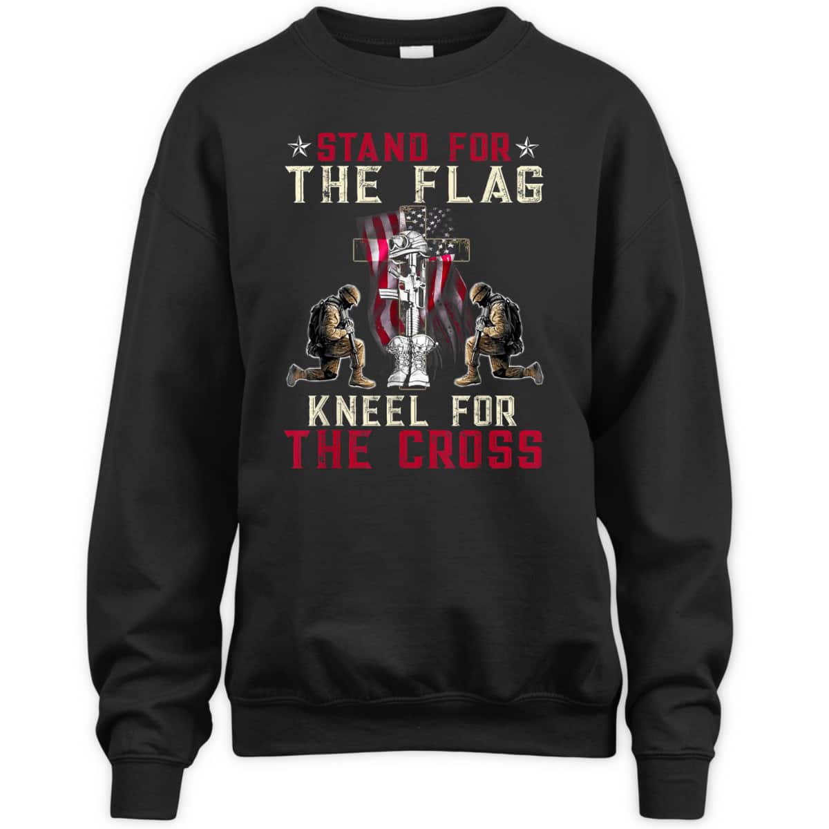Patriotic Christian T-Shirt Stand For The Flag Kneel For The Cross Memorial Day Veteran's Day Gift Patriotic Christian T-Shirt Stand For The Flag Kneel For The Cross Memorial Day Veteran's Day Gift