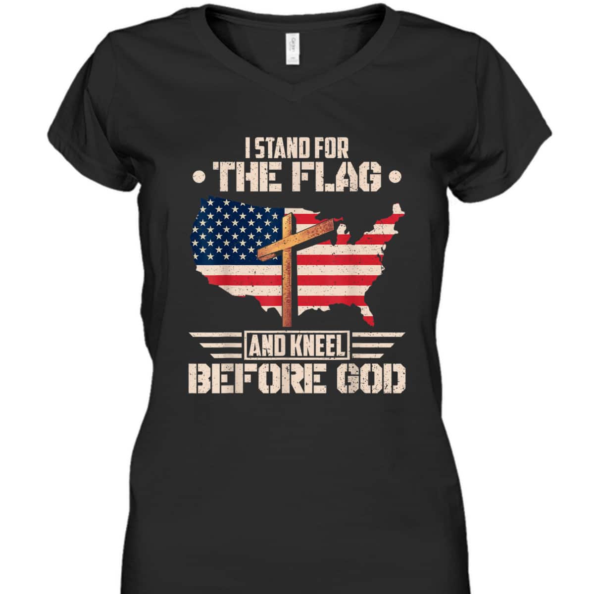 I Stand For The Flag Kneel Before God US American Flag Christian Cross T-Shirt I Stand For The Flag Kneel Before God US American Flag Christian Cross T-Shirt