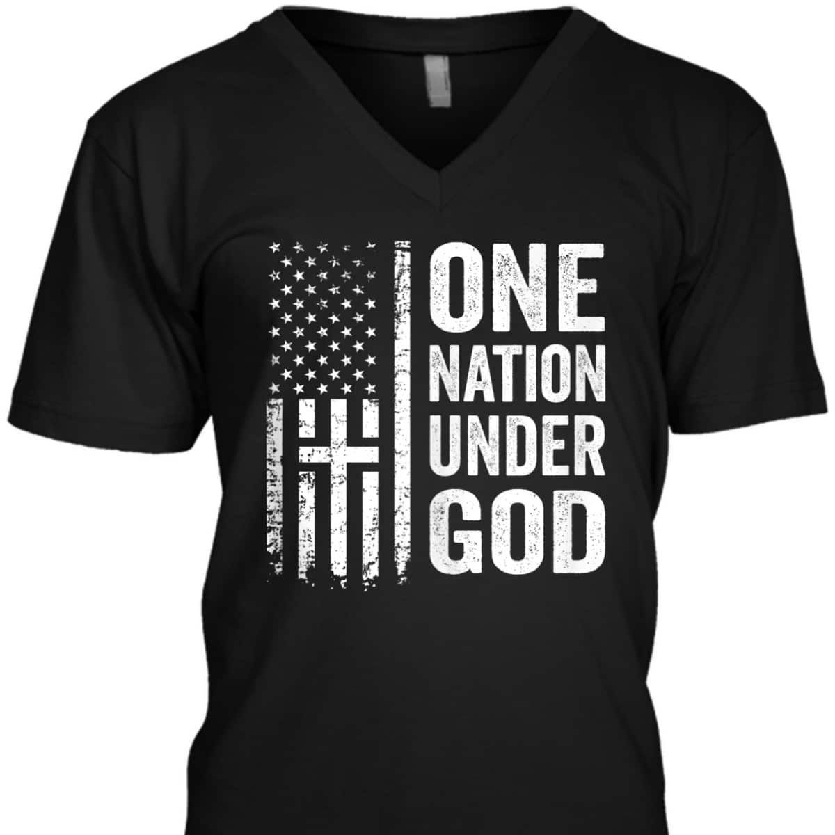 One Nation Under God T-Shirt Christian Cross American Flag Independence Day 4th Of July Gift One Nation Under God T-Shirt Christian Cross American Flag Independence Day 4th Of July Gift