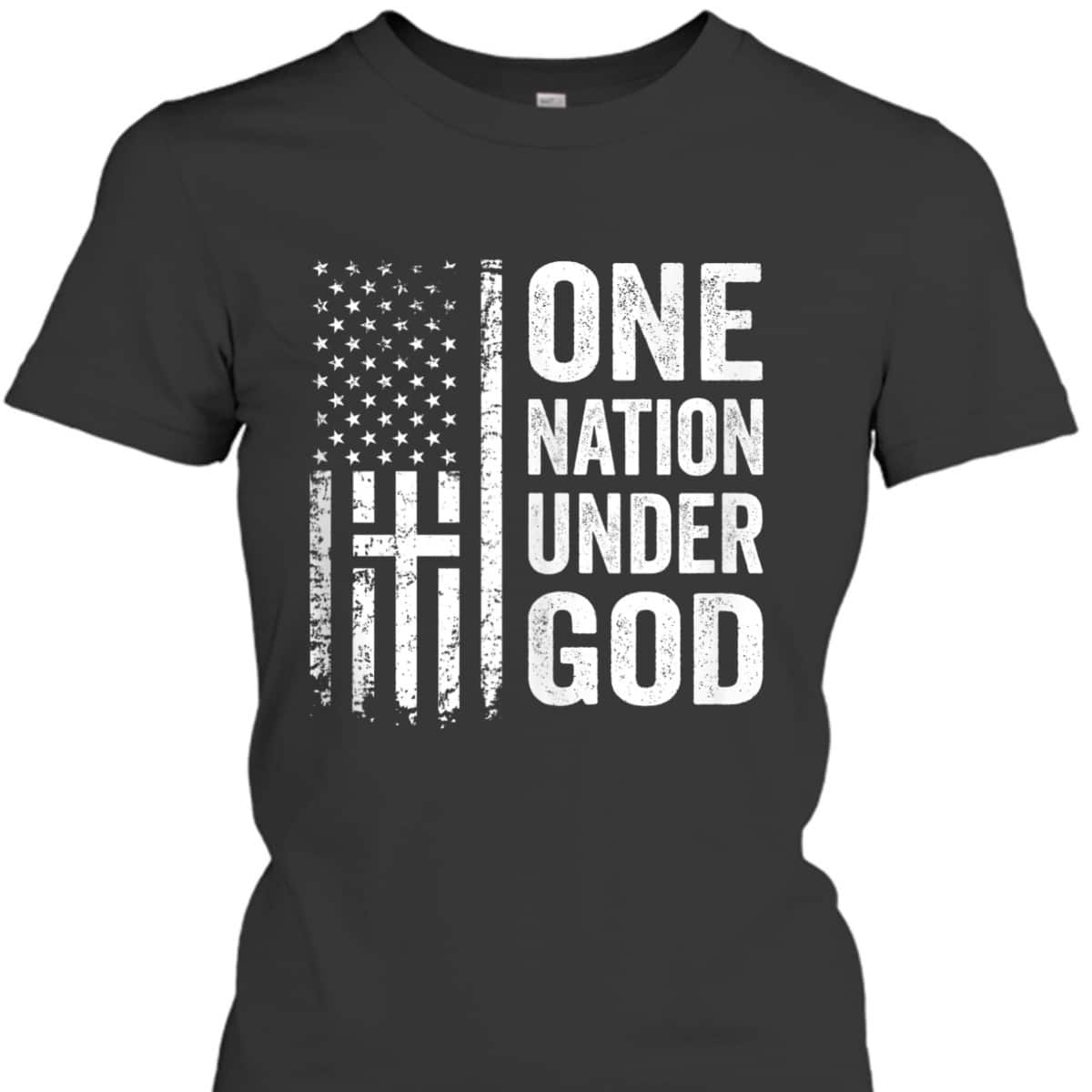 One Nation Under God T-Shirt Christian Cross American Flag Independence Day 4th Of July Gift One Nation Under God T-Shirt Christian Cross American Flag Independence Day 4th Of July Gift