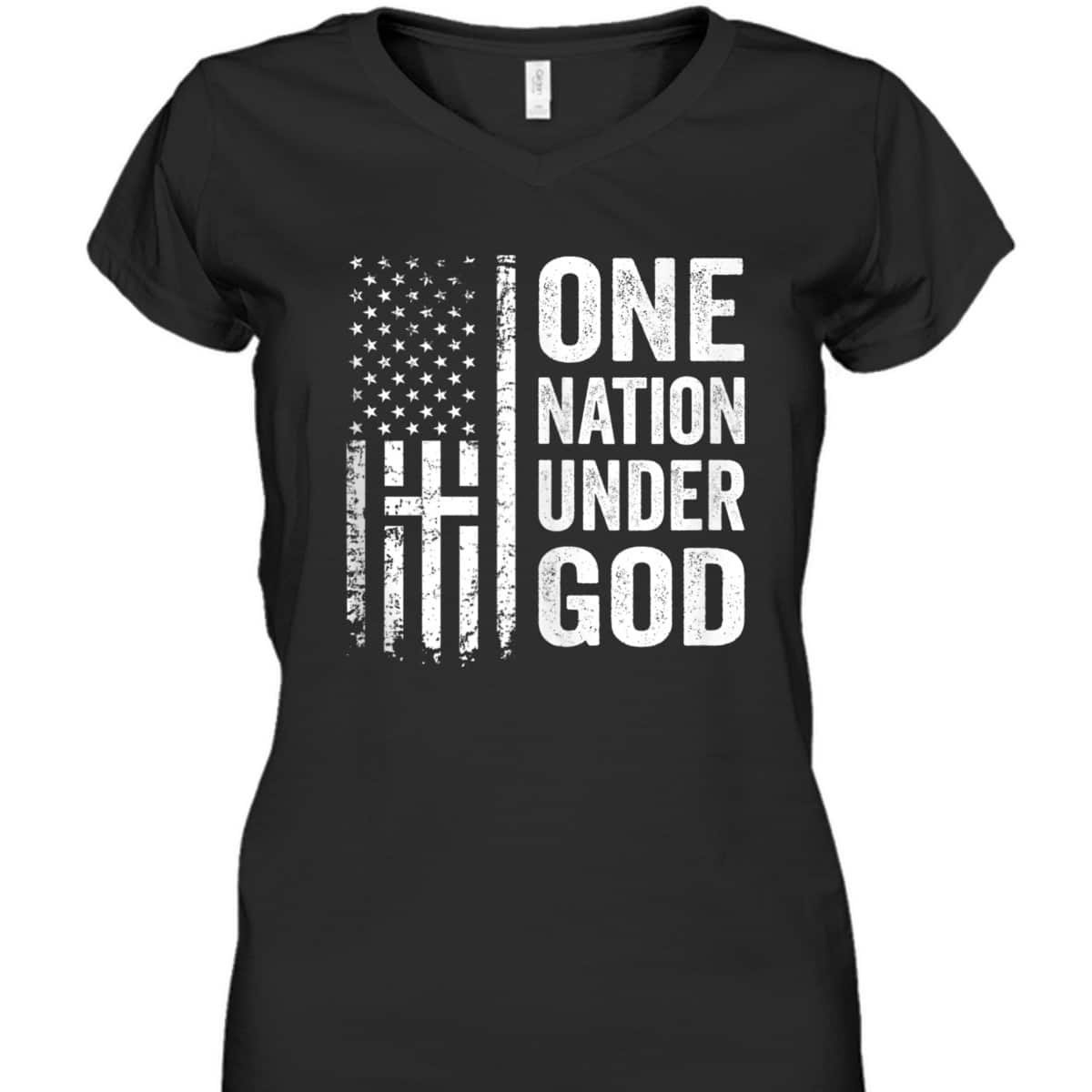 One Nation Under God T-Shirt Christian Cross American Flag Independence Day 4th Of July Gift One Nation Under God T-Shirt Christian Cross American Flag Independence Day 4th Of July Gift