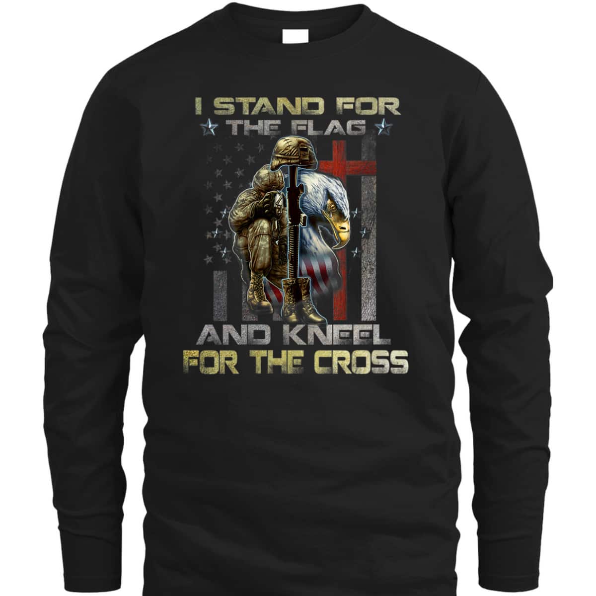 I Stand For The Flag Kneel For The Cross US Flag And Eagle T-Shirt Veteran's Day Gift I Stand For The Flag Kneel For The Cross US Flag And Eagle T-Shirt Veteran's Day Gift