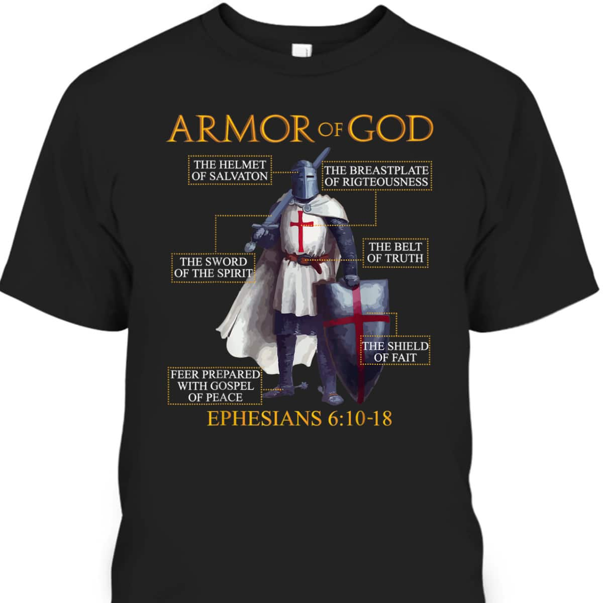 Armor Of God T-Shirt Ephesians Bible Verse Religious Christian Gift