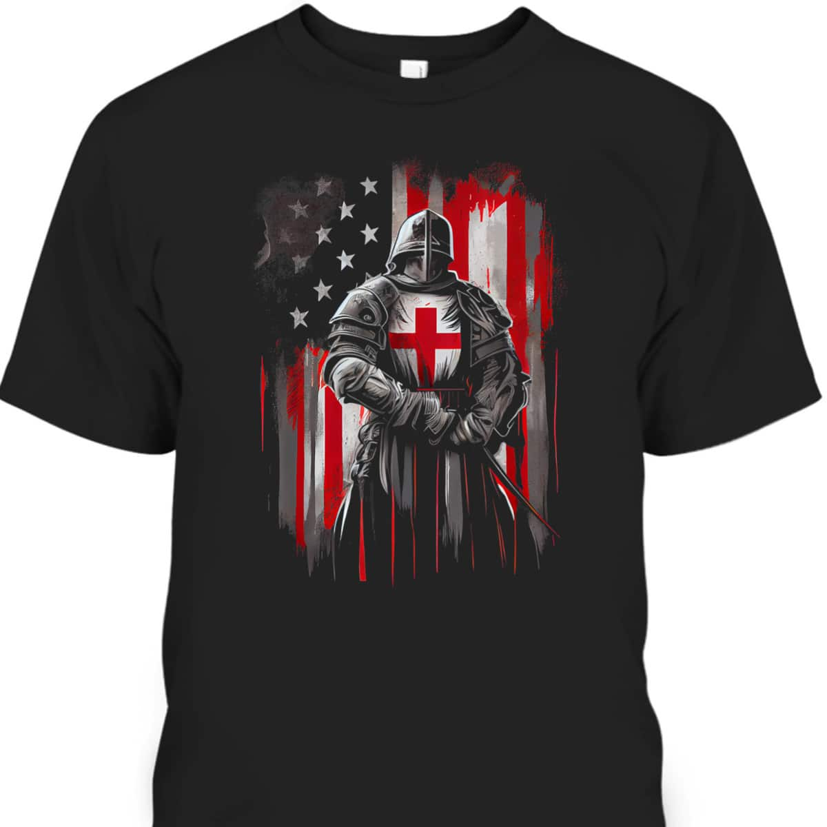 Armor Of God T-Shirt US Flag Knight Templar Independence Day Patriot Christians Gift