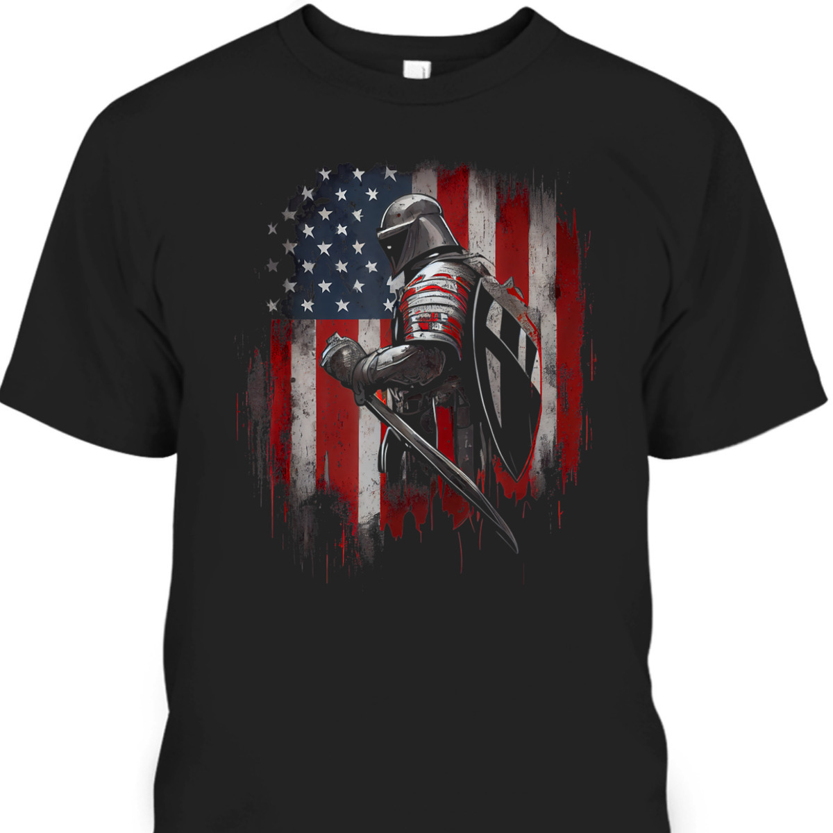 US Flag Armor Of God T-Shirt Knight Templar 4th Of July Patriot Christians Gift