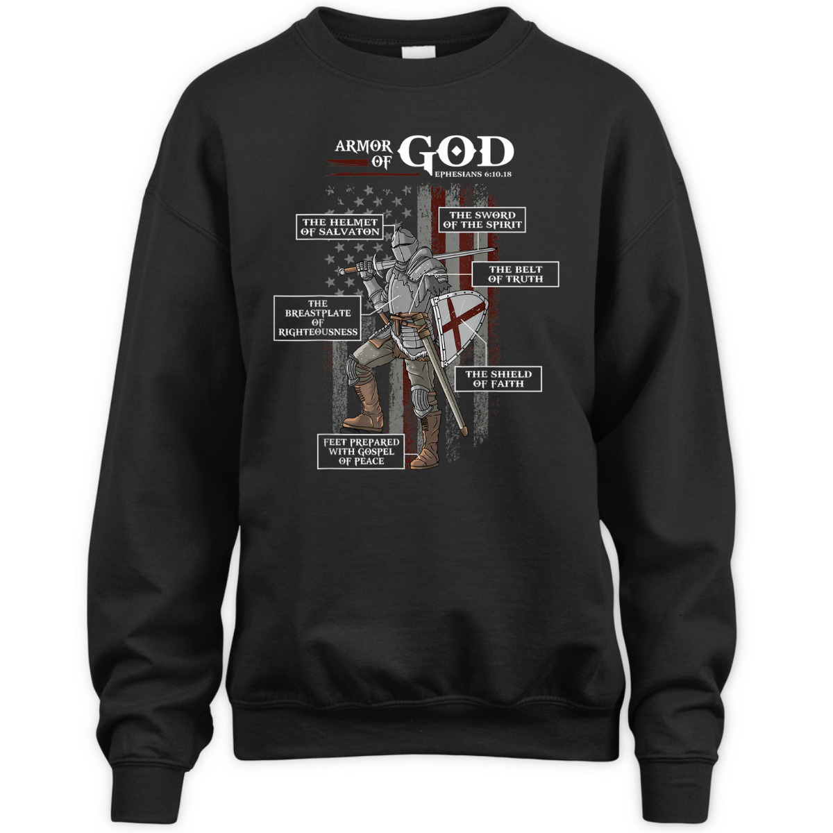 US American Flag Armor Of God T-Shirt Ephesians 6:10.18 Christian Bible Verse Gift