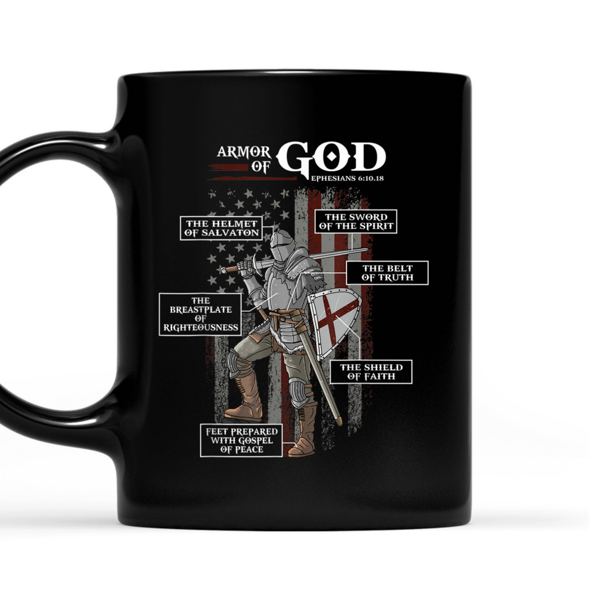 US American Flag Armor Of God T-Shirt Ephesians 6:10.18 Christian Bible Verse Gift