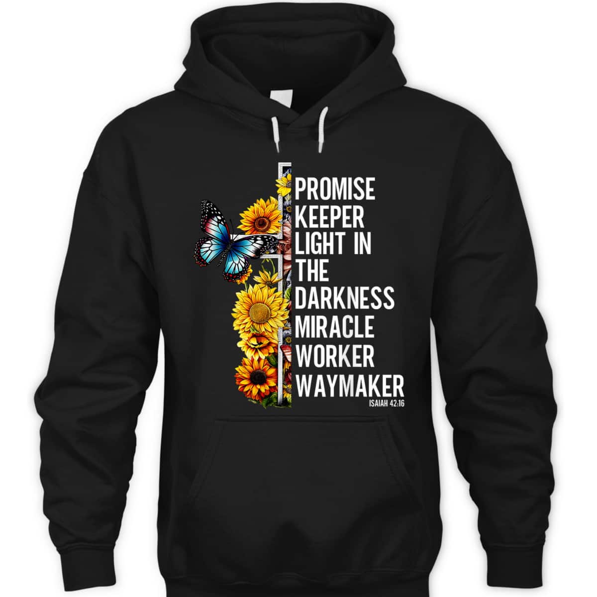 Christian T-Shirt Waymaker Promise Keeper Miracle Worker Butterfly And Sunflower Christian T-Shirt Waymaker Promise Keeper Miracle Worker Butterfly And Sunflower