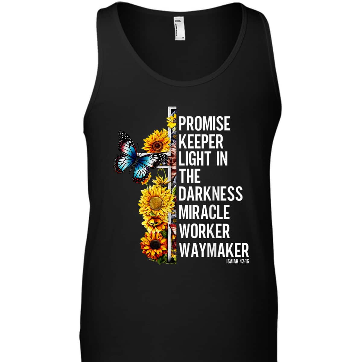 Christian T-Shirt Waymaker Promise Keeper Miracle Worker Butterfly And Sunflower Christian T-Shirt Waymaker Promise Keeper Miracle Worker Butterfly And Sunflower
