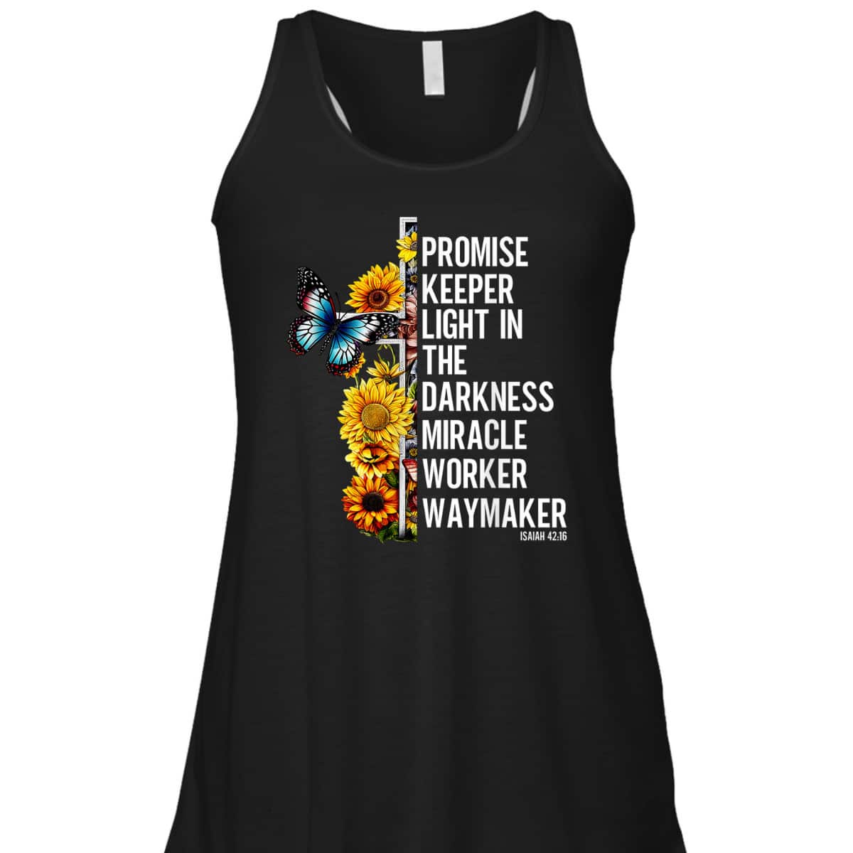 Christian T-Shirt Waymaker Promise Keeper Miracle Worker Butterfly And Sunflower Christian T-Shirt Waymaker Promise Keeper Miracle Worker Butterfly And Sunflower