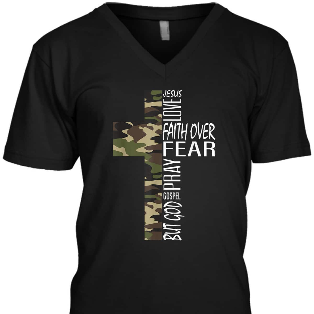 Cool Green Camo Cross Christian Bible Quotes Faith Over Fear T-Shirt Cool Green Camo Cross Christian Bible Quotes Faith Over Fear T-Shirt