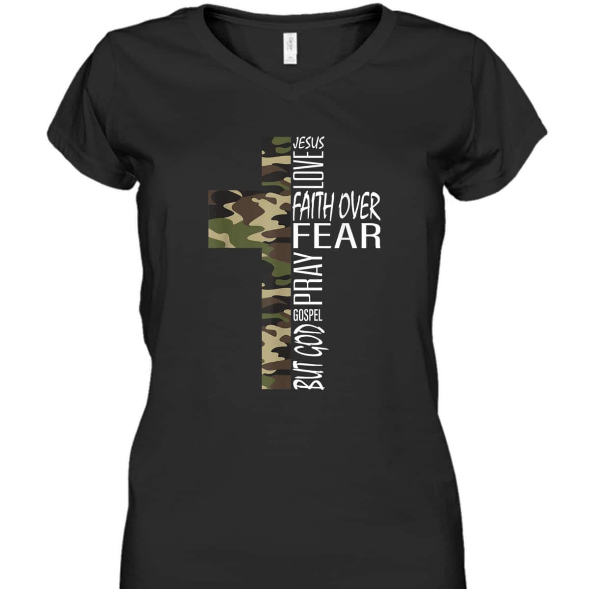 Cool Green Camo Cross Christian Bible Quotes Faith Over Fear T-Shirt Cool Green Camo Cross Christian Bible Quotes Faith Over Fear T-Shirt