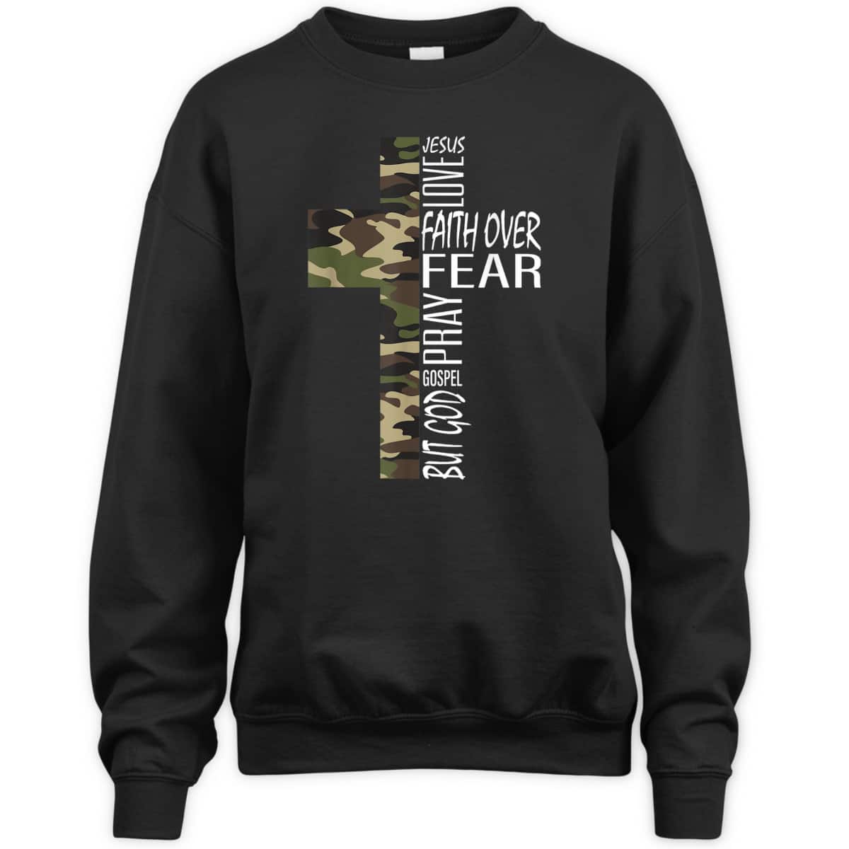 Cool Green Camo Cross Christian Bible Quotes Faith Over Fear T-Shirt Cool Green Camo Cross Christian Bible Quotes Faith Over Fear T-Shirt