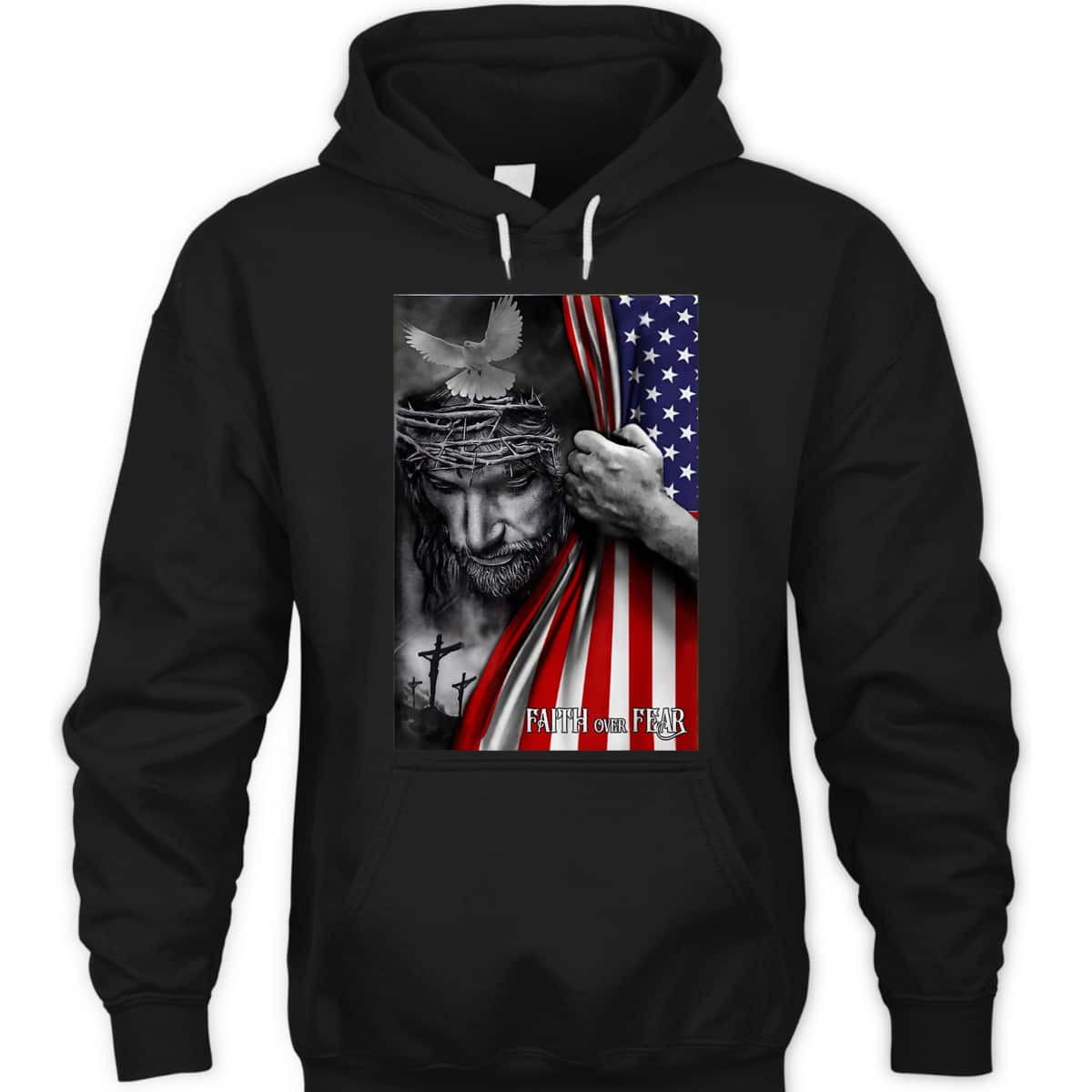 Faith Over Fear God Jesus US American Flag Christian Faith Gift T-Shirt Faith Over Fear God Jesus US American Flag Christian Faith Gift T-Shirt