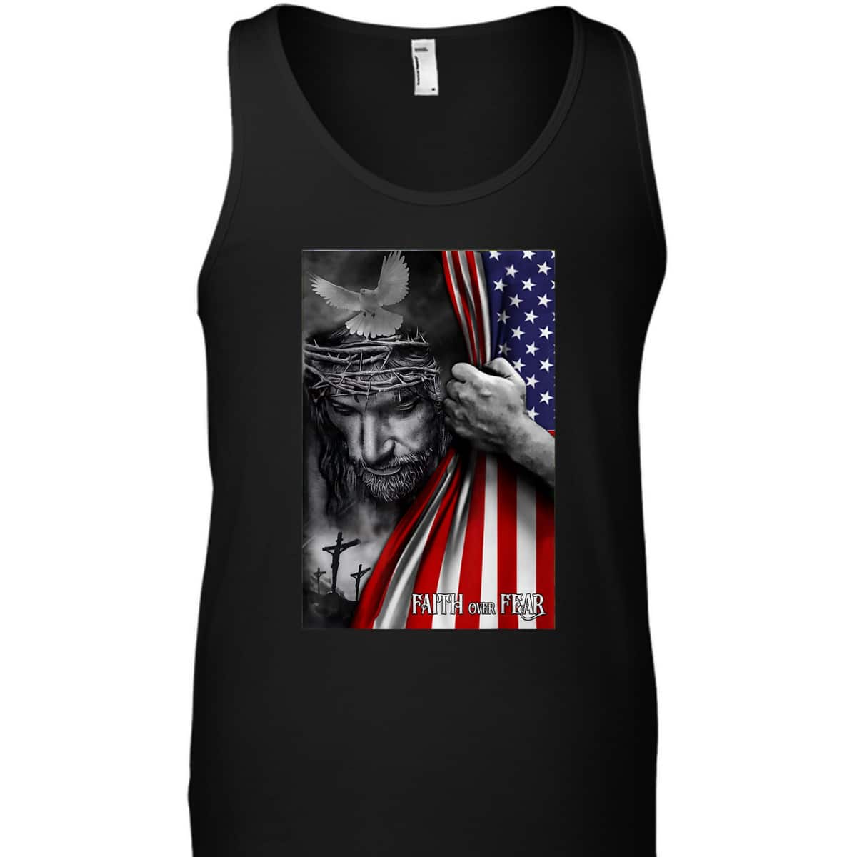 Faith Over Fear God Jesus US American Flag Christian Faith Gift T-Shirt Faith Over Fear God Jesus US American Flag Christian Faith Gift T-Shirt