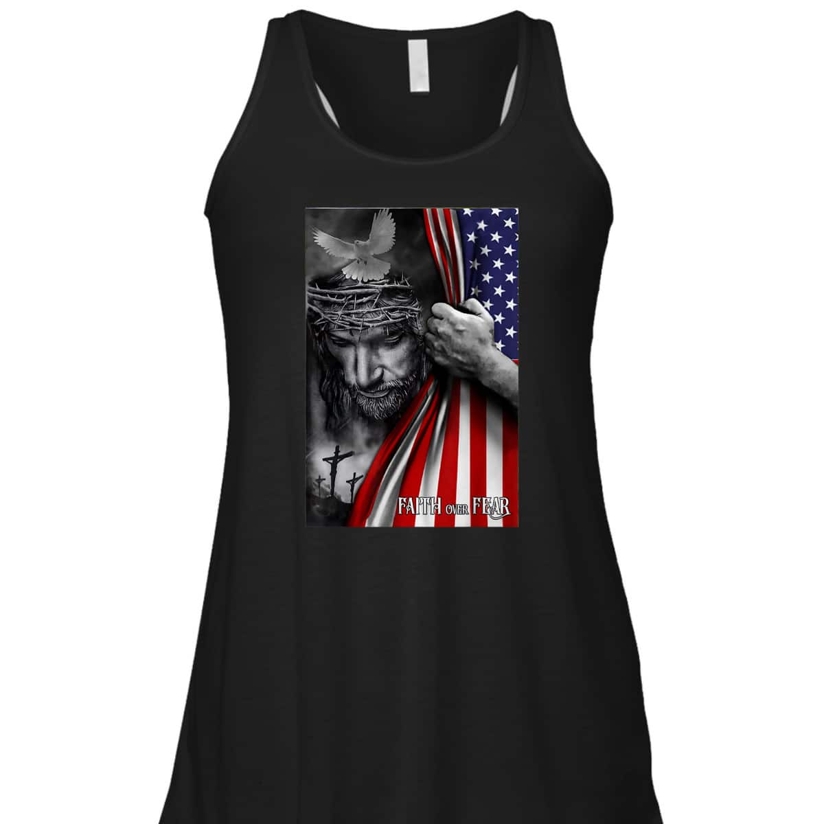 Faith Over Fear God Jesus US American Flag Christian Faith Gift T-Shirt Faith Over Fear God Jesus US American Flag Christian Faith Gift T-Shirt