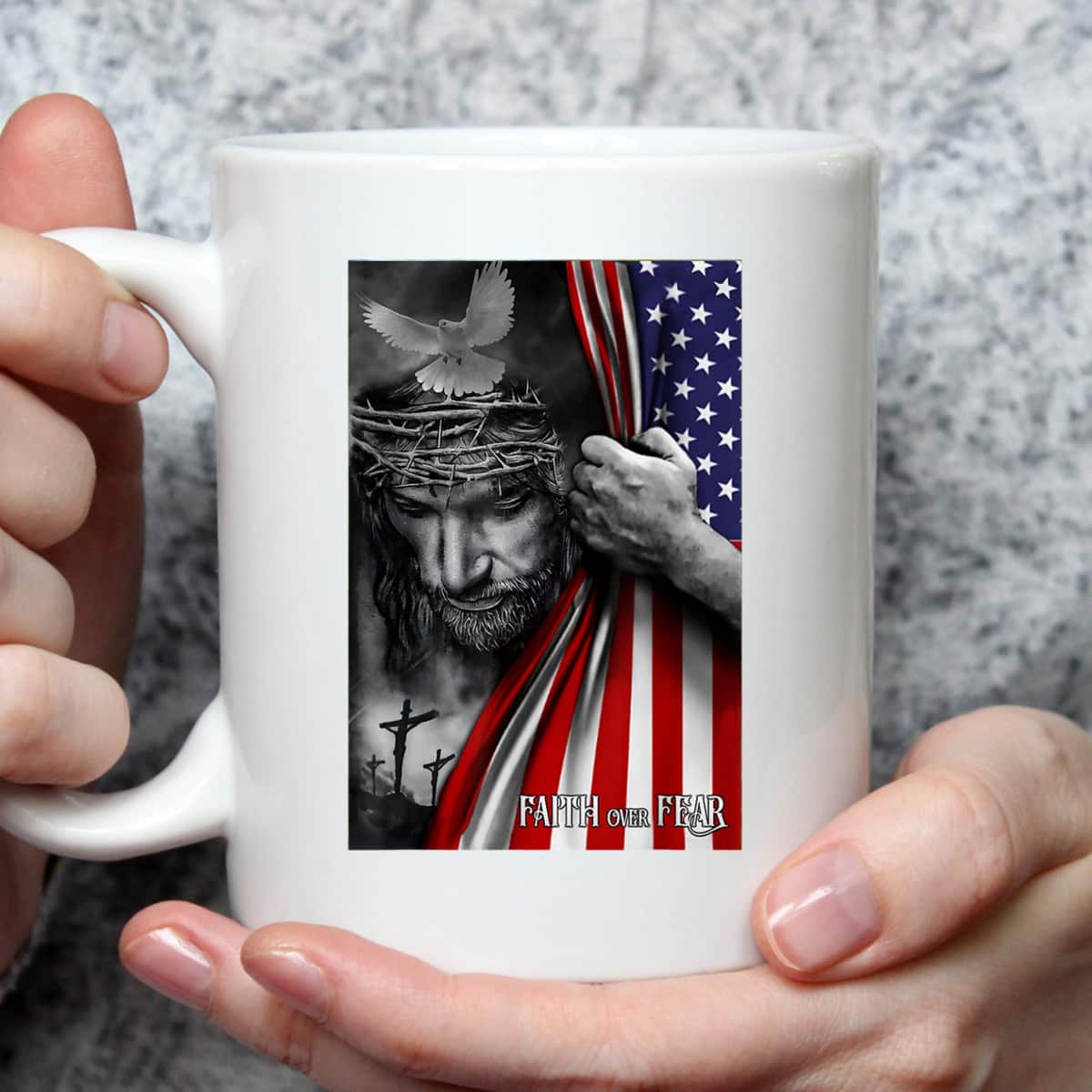 Faith Over Fear God Jesus US American Flag Christian Faith Gift T-Shirt Faith Over Fear God Jesus US American Flag Christian Faith Gift T-Shirt