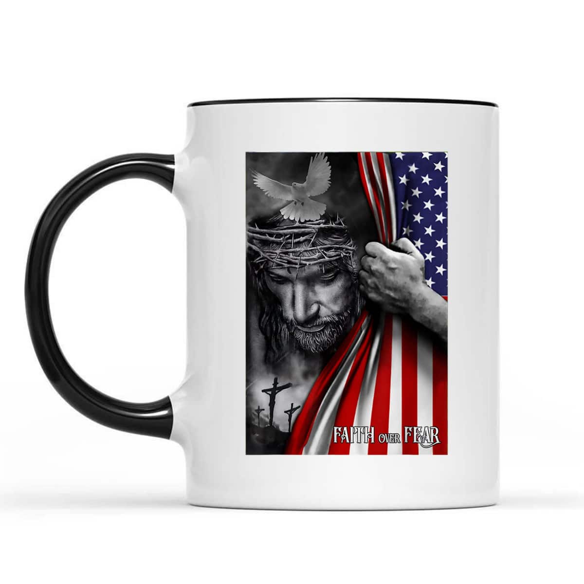 Faith Over Fear God Jesus US American Flag Christian Faith Gift T-Shirt Faith Over Fear God Jesus US American Flag Christian Faith Gift T-Shirt