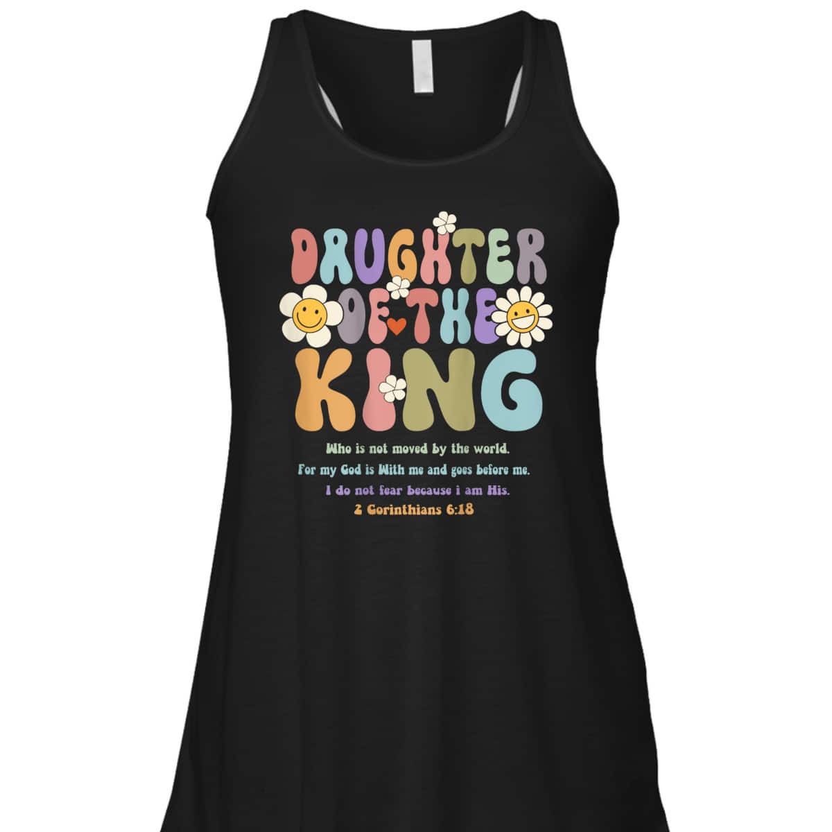 Groovy Daughter Of The King 2 Corinthians 6:18 Christian Aesthetic Bible Verse T-Shirt