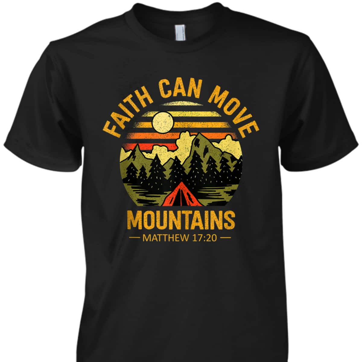 Christian Retro Faith Can Move Mountains T-Shirt Jesus Christ Saying Matthew 17:20 Bible Verse Gift Christian Retro Faith Can Move Mountains T-Shirt Jesus Christ Saying Matthew 17:20 Bible Verse Gift