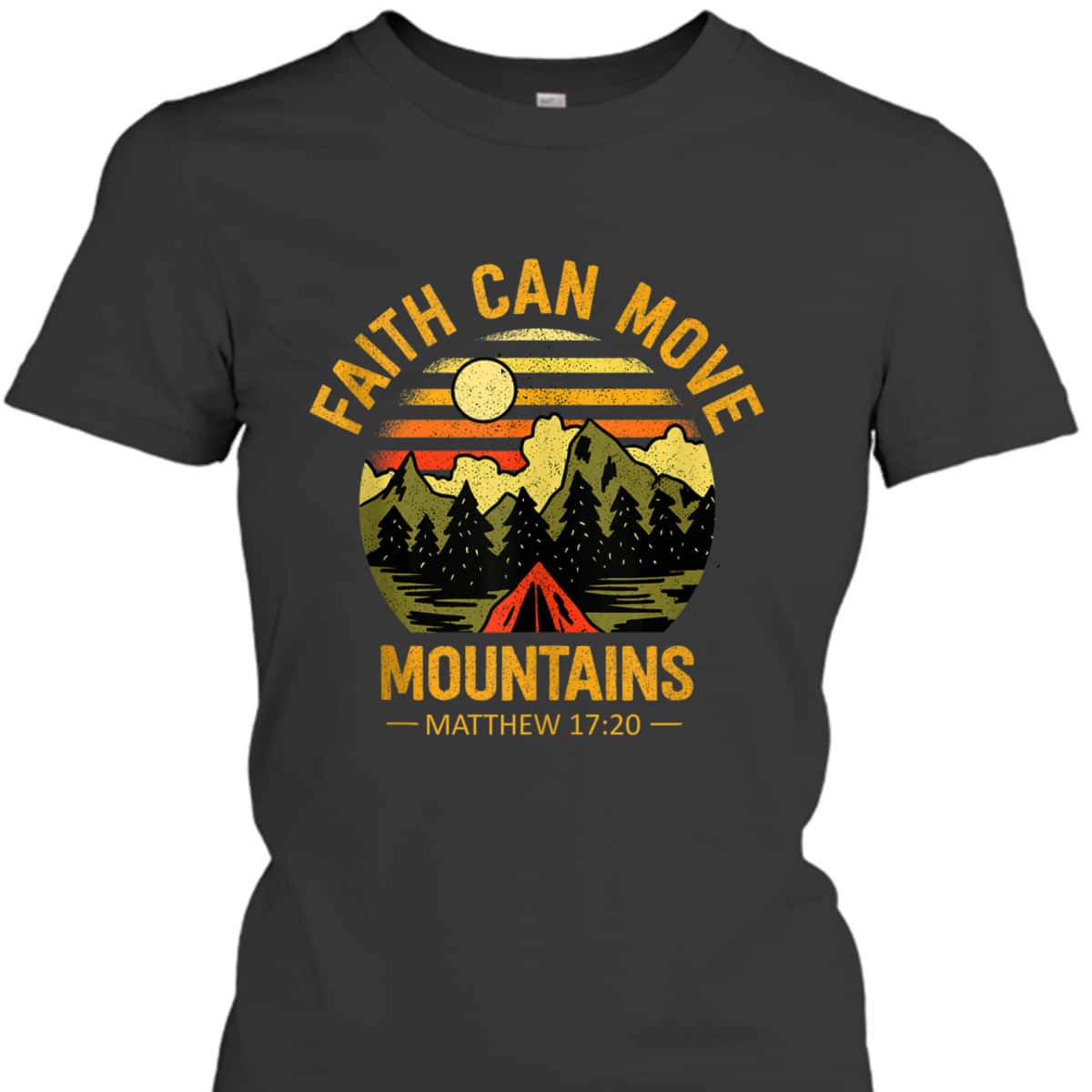 Christian Retro Faith Can Move Mountains T-Shirt Jesus Christ Saying Matthew 17:20 Bible Verse Gift Christian Retro Faith Can Move Mountains T-Shirt Jesus Christ Saying Matthew 17:20 Bible Verse Gift