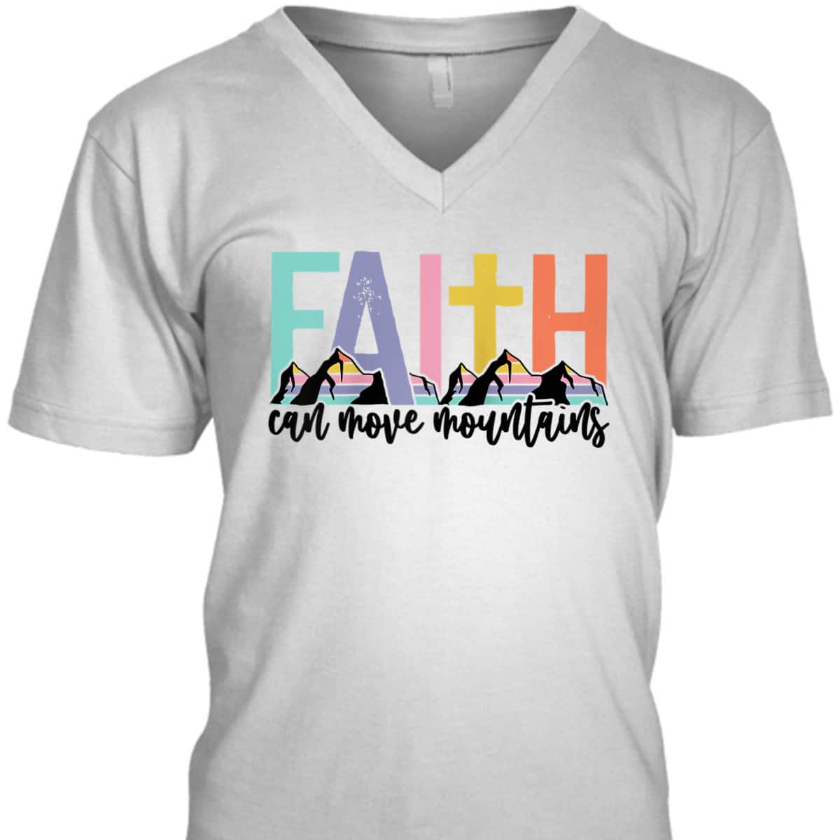 Faith Can Move Mountains Christian Retro Bible Verse T-Shirt Faith Can Move Mountains Christian Retro Bible Verse T-Shirt