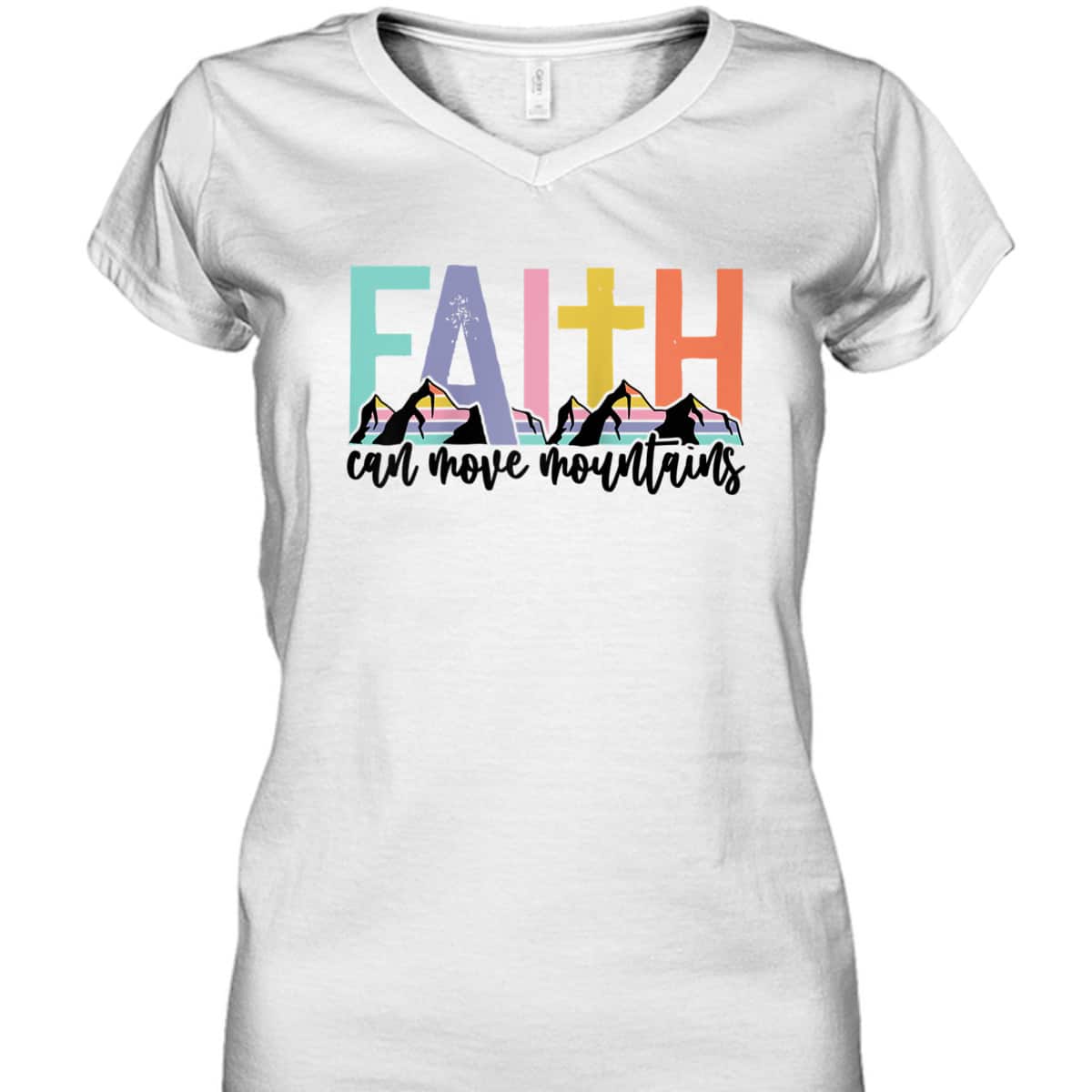 Faith Can Move Mountains Christian Retro Bible Verse T-Shirt Faith Can Move Mountains Christian Retro Bible Verse T-Shirt