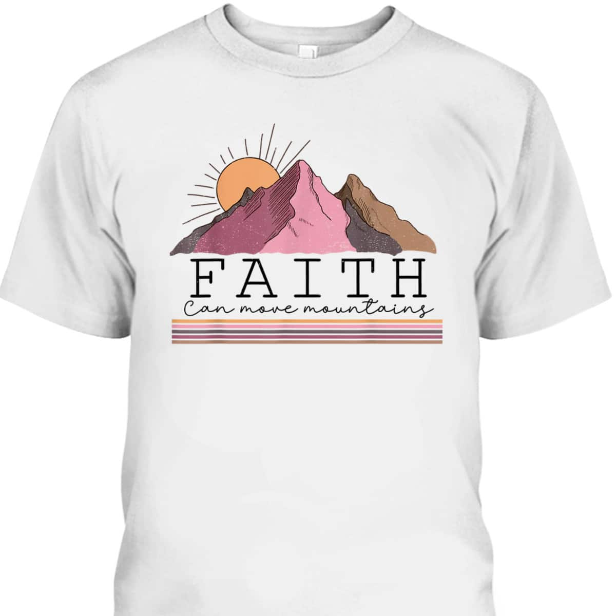 Faith Can Move Mountains Retro Christian Bible Verse Jesus T-Shirt