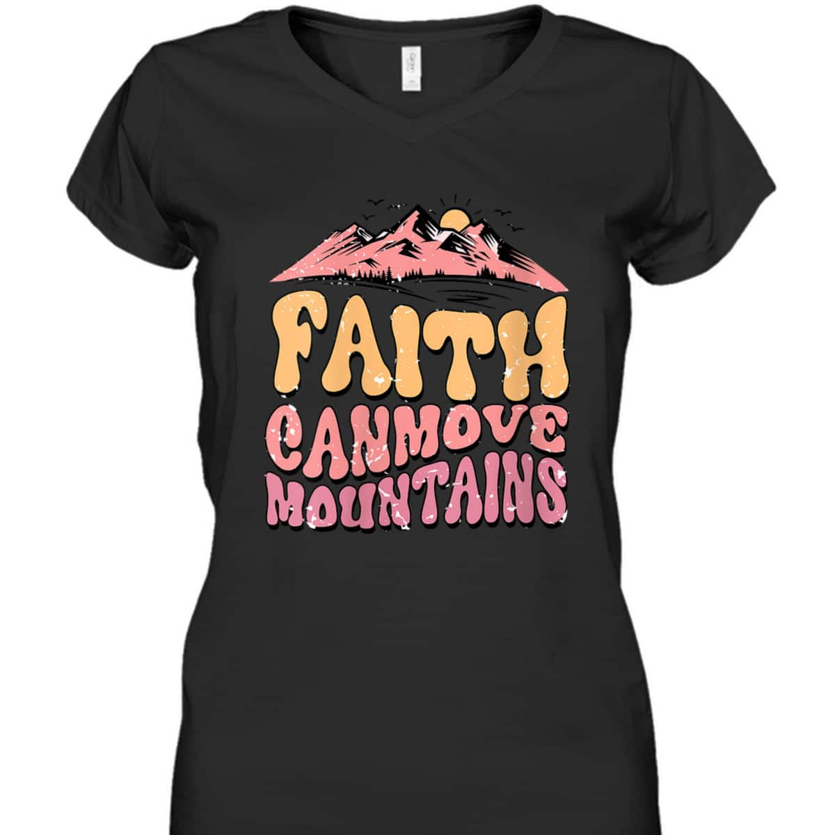 Faith Can Move Mountains Groovy Christian T-Shirt Faith Can Move Mountains Groovy Christian T-Shirt
