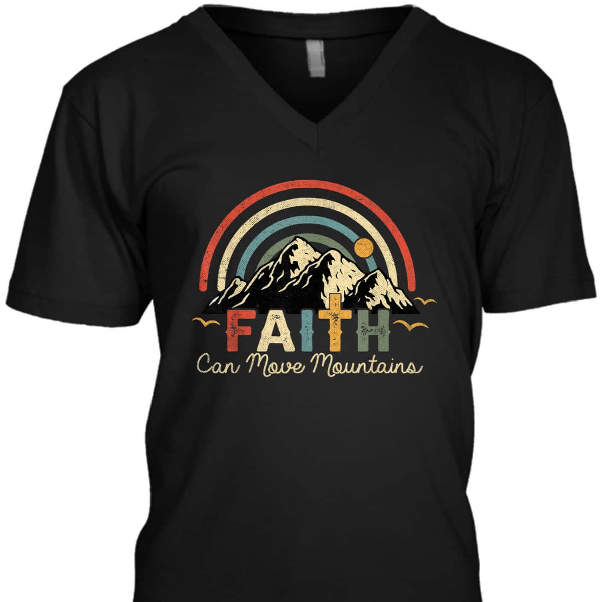 Jesus Faith Can Move Mountains T-Shirt Vintage Christian Cross Jesus Faith Can Move Mountains T-Shirt Vintage Christian Cross