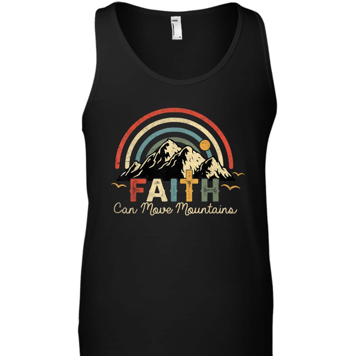 Jesus Faith Can Move Mountains T-Shirt Vintage Christian Cross Jesus Faith Can Move Mountains T-Shirt Vintage Christian Cross
