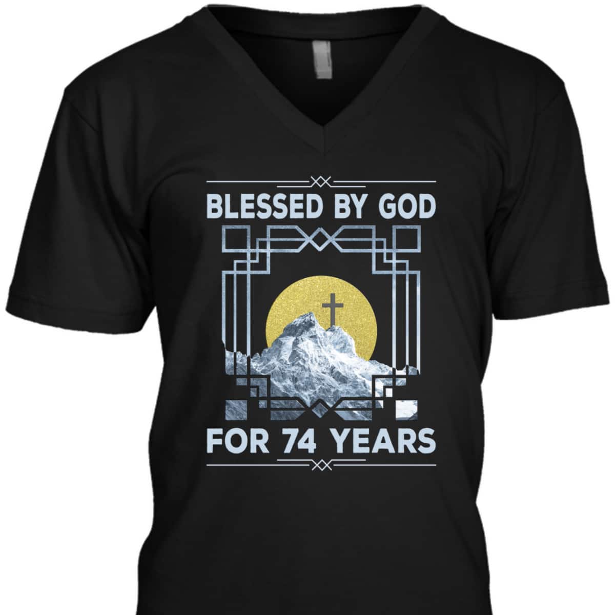 Blessed By God For 74 Years Religious Cross 74th Birthday T-Shirt